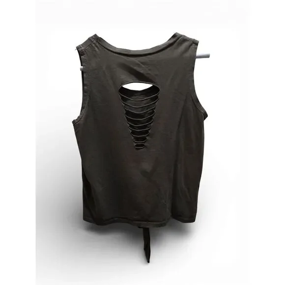 Teen Graphic Tie-Front Tank Top | Sleeveless Casual Top | Size M - Picture 7 of 15